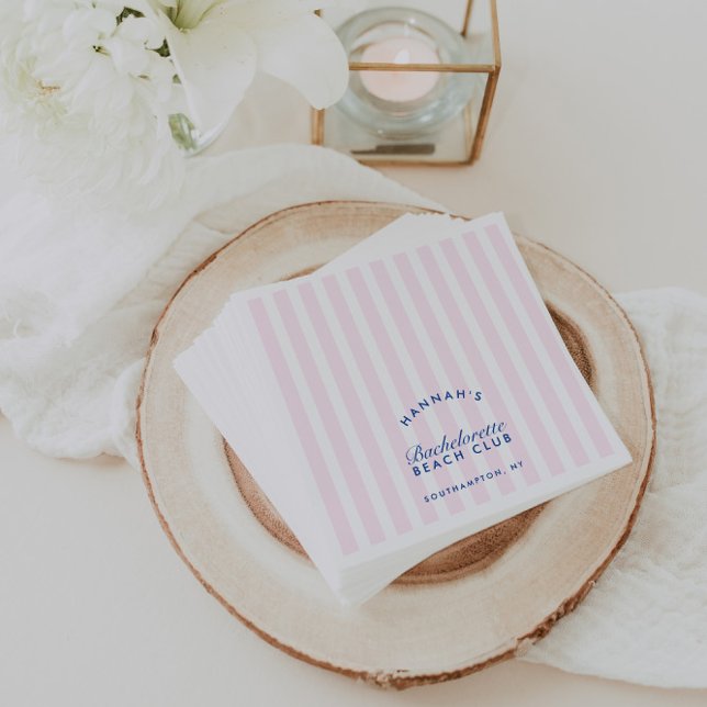 Serviettes en papier rose pour enterrement de vie  (Retro Modern Bachelorette Pink Paper Napkins)