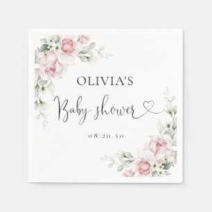 Serviettes en papier rose saumon florales pour Bab