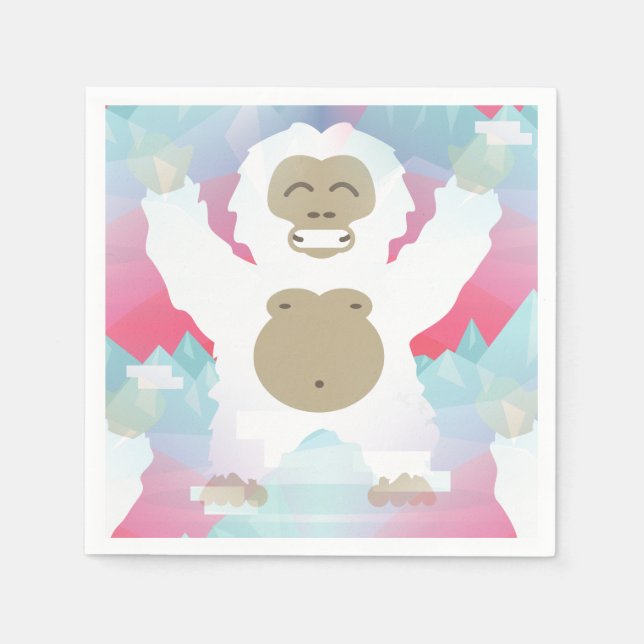 serviettes en papier rose yeti (Devant)