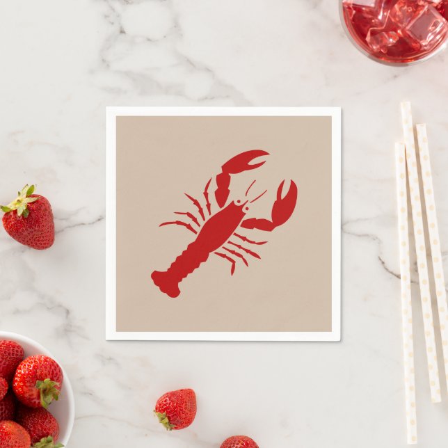 serviettes en papier rouge et beige pour homard na (En situation)