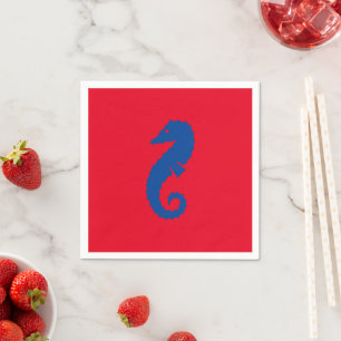 Serviettes en papier rouge et bleu marine