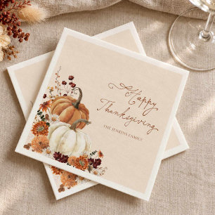 Serviettes en papier rustiques pour Thanksgiving F