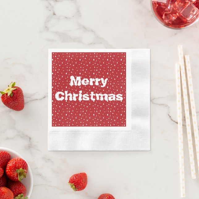 Serviettes en papier Sapins de Noël et Flocons de  (En situation)