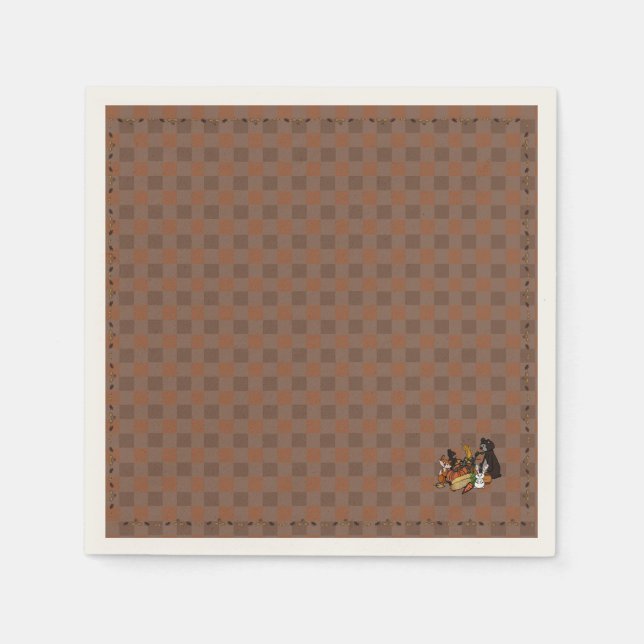 Serviettes en papier standard à carreaux d'automne (Devant)