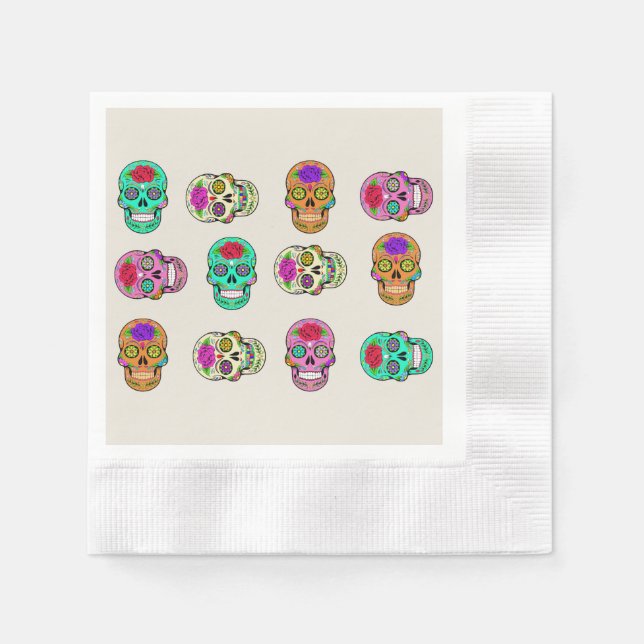 Serviettes en papier Sugar Skulls (Devant)