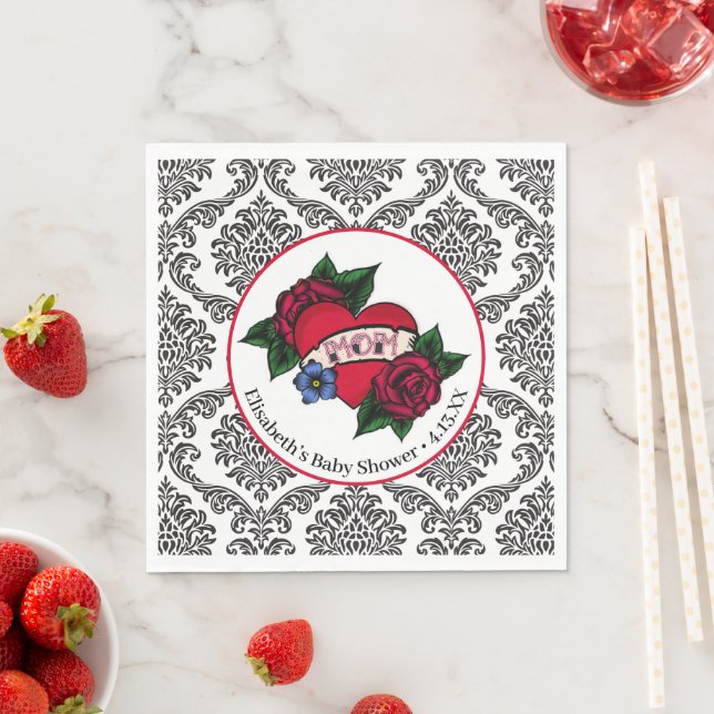 Serviettes en papier Tatouage Maman Vintage (En situation)