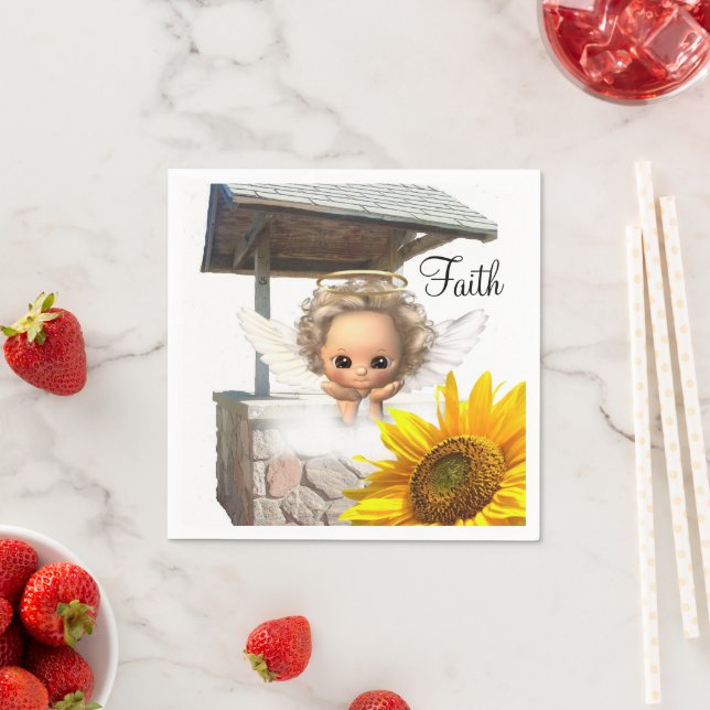 Serviettes en papier Tournesol Angel (En situation)