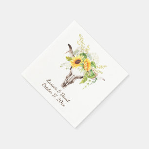 Serviettes en papier tournesols aquarelle rustique