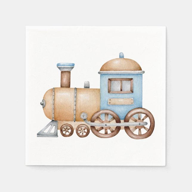 Serviettes en papier Train, Fête d'anniversaire Lo (Devant)