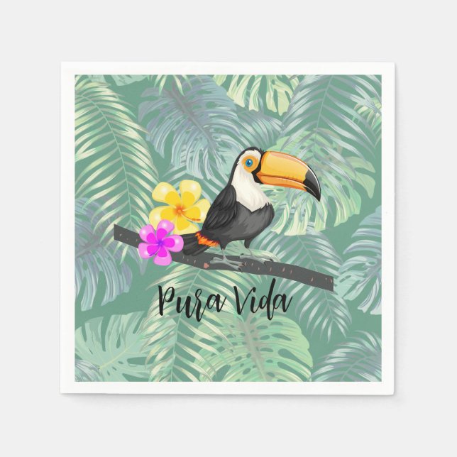 Serviettes en papier Tropical Toucan Pura Vida (Devant)