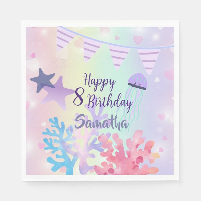 Serviettes en papier Under the Sea – Rose et Viole (Devant)