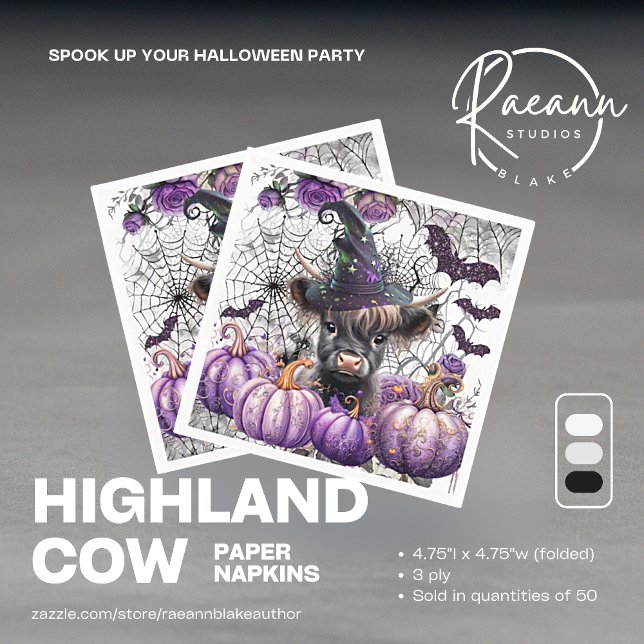 Serviettes en papier Vache des Highlands Halloween (Créateur téléchargé)