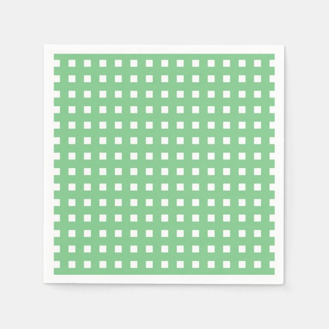 Serviettes en papier vert à carreaux Gingham (Devant)