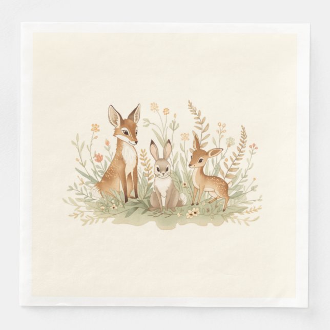 Serviettes en papier vintage boisées (Devant)