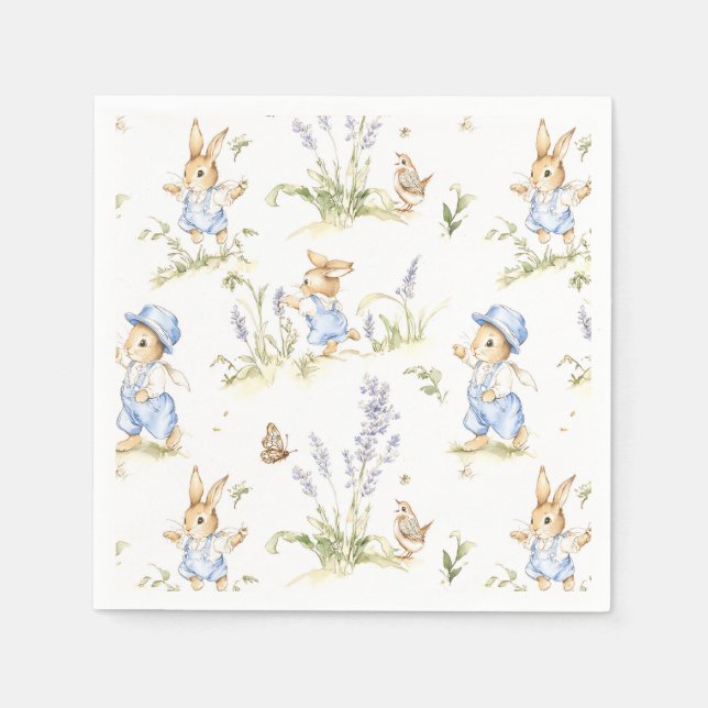 Serviettes en papier vintage lapin, Fête d'anniver (Devant)