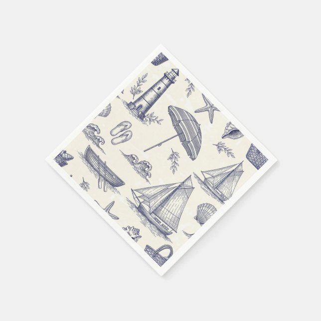 Serviettes en papier vintage nautique côtier (Coin)