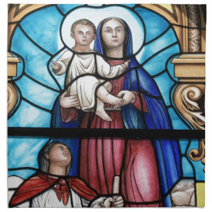 Serviettes En Tissus Fenêtre en verre teinté de Jésus-Christ de bébé de