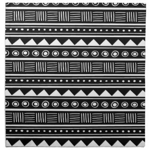 Serviettes En Tissus Motif tribal aztèque noir et blanc