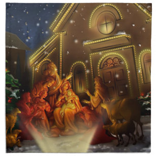 Serviettes En Tissus Nativité et église - la naissance du Christ