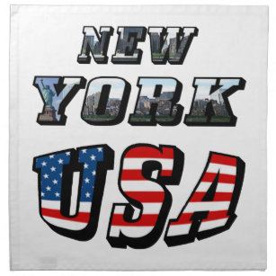 Serviettes En Tissus New York Picture et USA Text