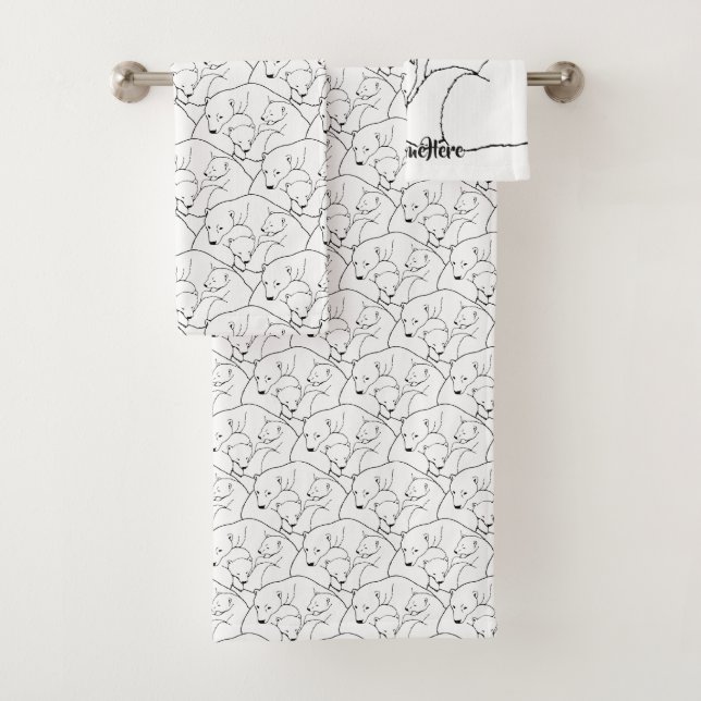 Serviettes faites sur commande réglées d'ours (En situation)