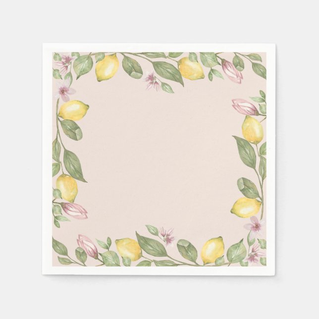 Serviettes jetables citron rose (Devant)
