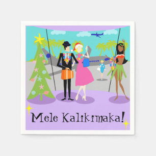 Serviettes jetables de Noël hawaïen rétro