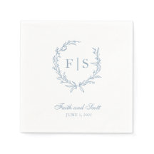 Serviettes jetables Monogramme bleu clair