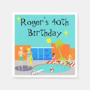 Serviettes jetables personnalisables Retro Pool Pa