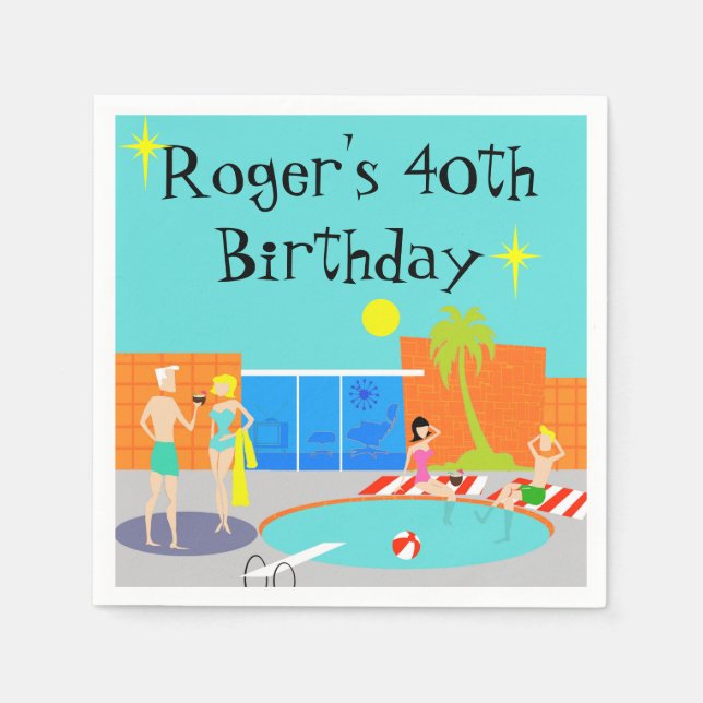 Serviettes jetables personnalisables Retro Pool Pa (Devant)