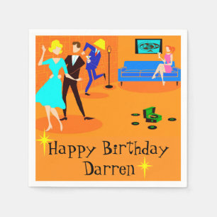 Serviettes jetables Retro Cartoon Cocktail Party