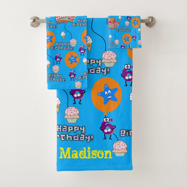 Serviettes, Joyeux 6e anniversaire #6 bleu (En situation)