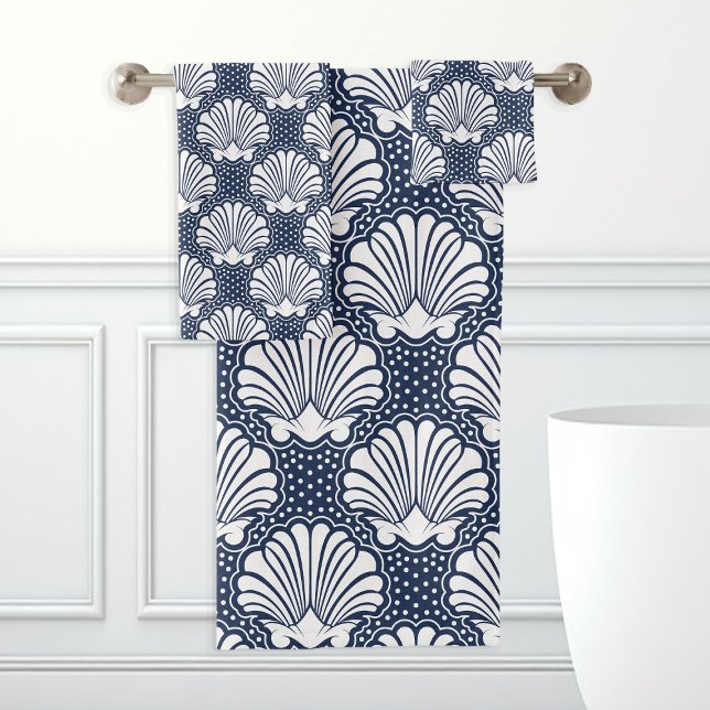 Serviettes Navy & Blanc Coquillage  (Créateur téléchargé)