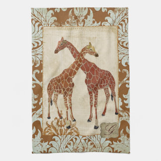 Serviettes oranges de fleur de girafes