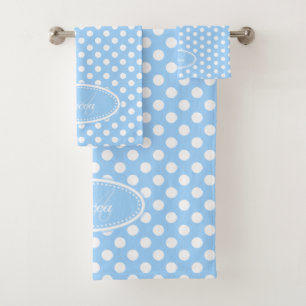 Serviettes personnalisées à points polka bleu cl