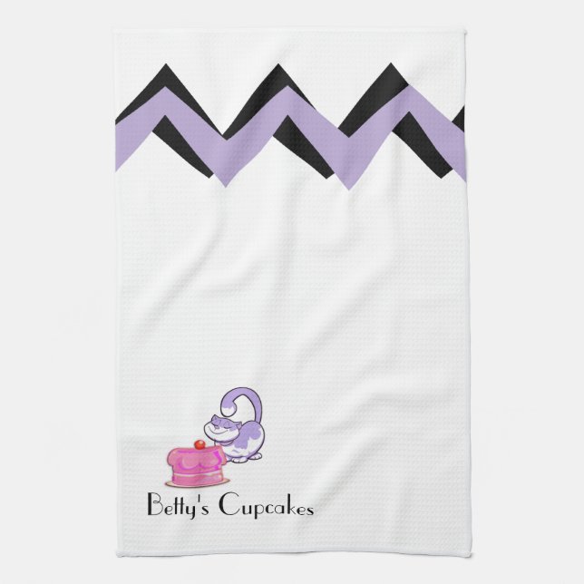 Serviettes personnalisées Chat Cupcake Violet Art- (Vertical)