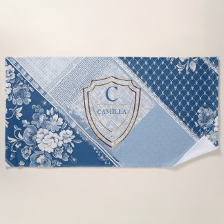 Serviettes personnalisées Monogram bleu patern lux