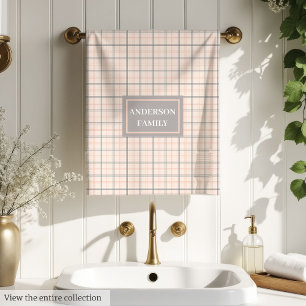 Serviettes Personnalisées Tartan Gris Corail Ensem