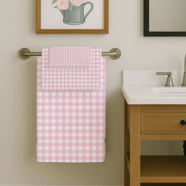 Serviettes Rose Pâle Moderne Chic et Cosy pour Sal (Modern Light Pink Towels Chic Cozy Bathroom)