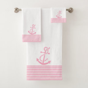 Serviettes roses et Ancre nautique