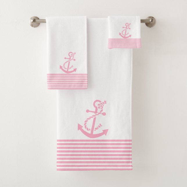 Serviettes roses et Ancre nautique (En situation)