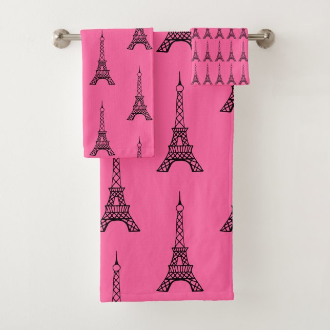 Serviettes Tour Eiffel Rose Clair Paris (En situation)
