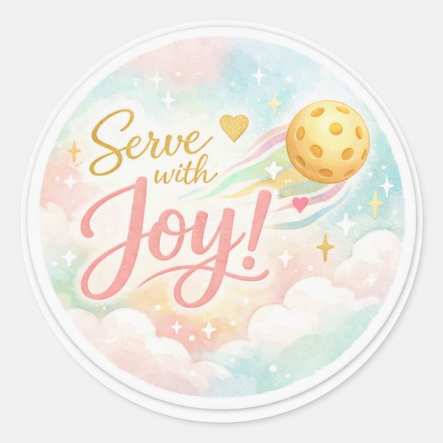 « Servir avec Joie - Autocollant Rond Pastel Pickl (Devant)