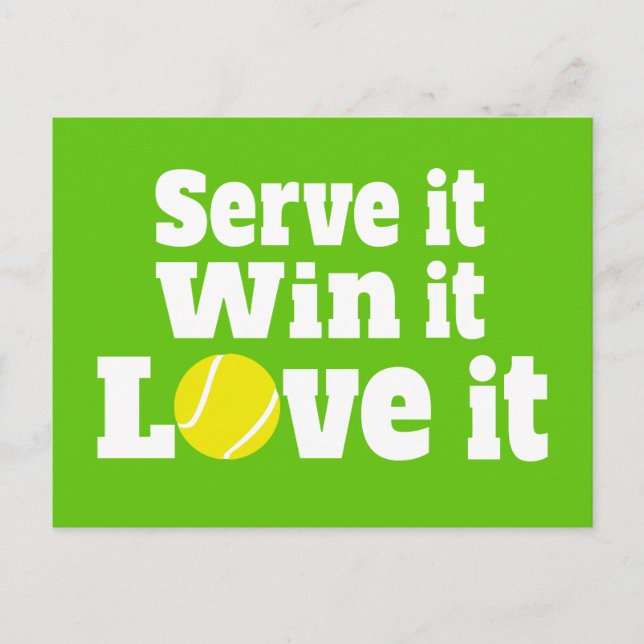 servir, gagner, aimer tennis sports carte postale (Devant)