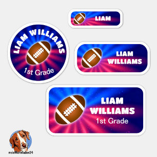 Set - 24 autocollants nominatifs - Football Bleu R