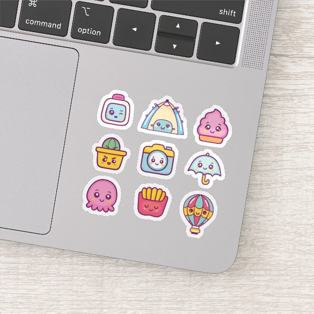 Set autocollant icône Cute kawaii (Détail)