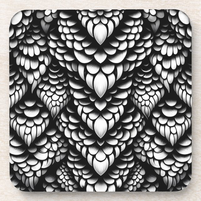 Set de 6 dessous de verre à motif d'écailles avec  (Devant)
