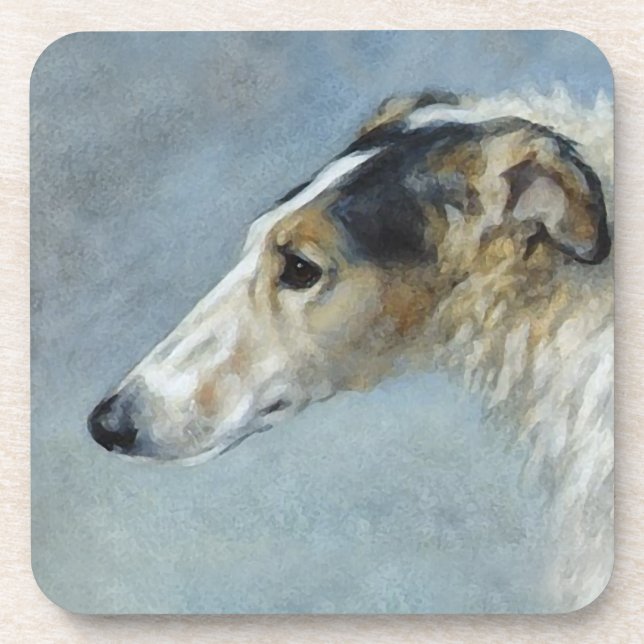 Set de 6 dessous de verre aquarelle Borzoi (Devant)