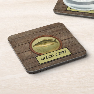 Set de dessous de verre en bois foncé motif bois p