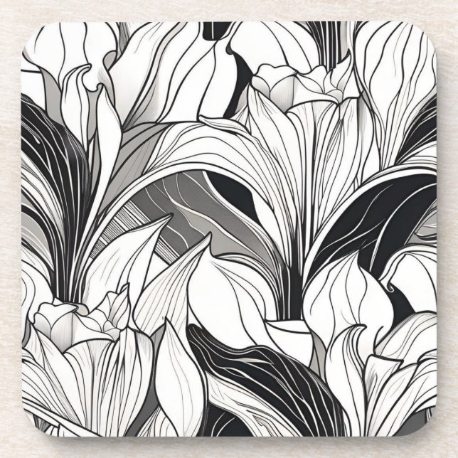 Set de dessous de verre en plastique dur floral Ar (Devant)
